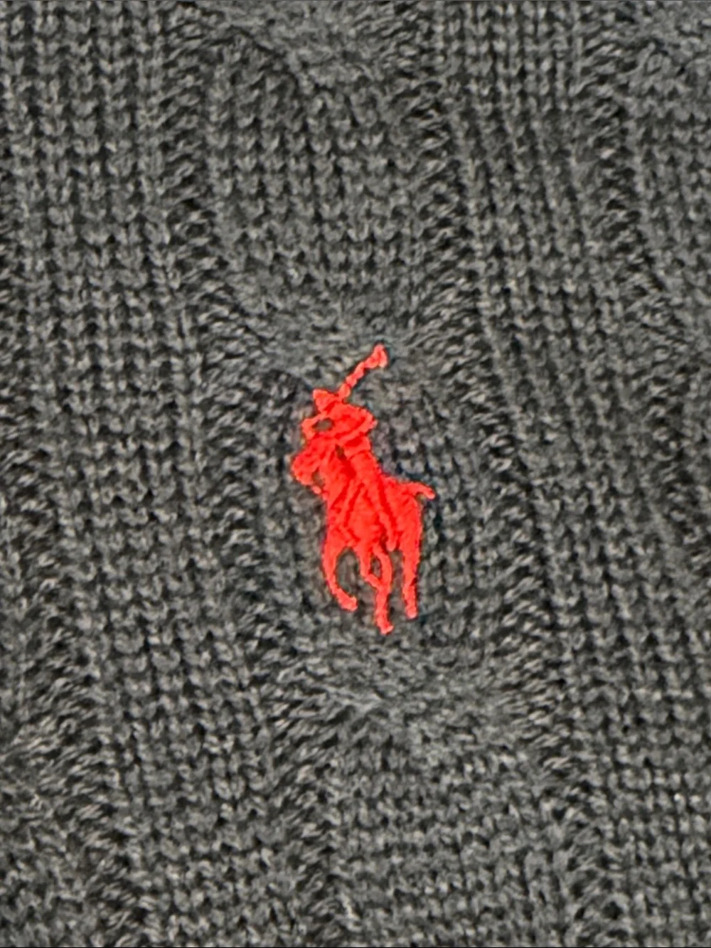 Polo by Ralph Lauren Navy Cable-Knit Quarter-Zip Sweater with Red Pony - Picture 2 of 4